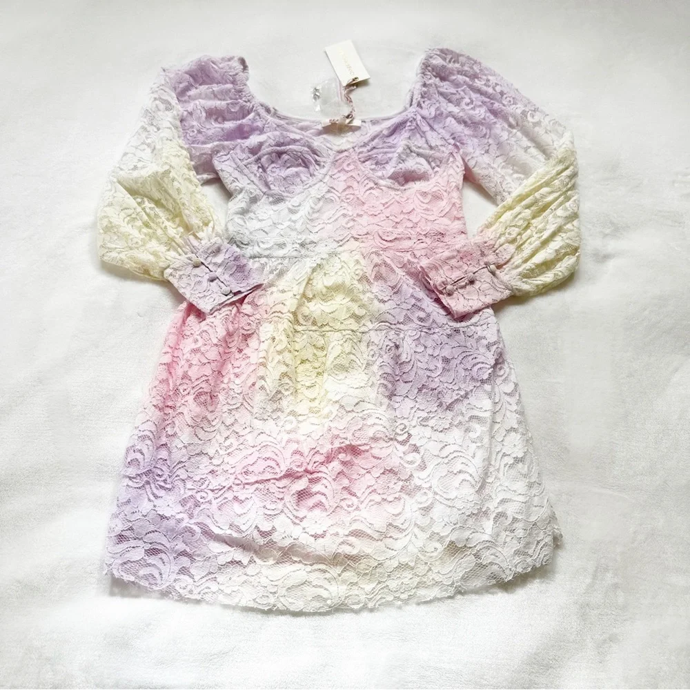 LAST CHANCE! NWT LOVESHACKFANCY Alela Dress Multi Tie Dye 6 NEW Style D1455-992 - Picture 3 of 12